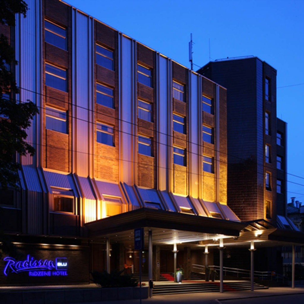 Facade at night