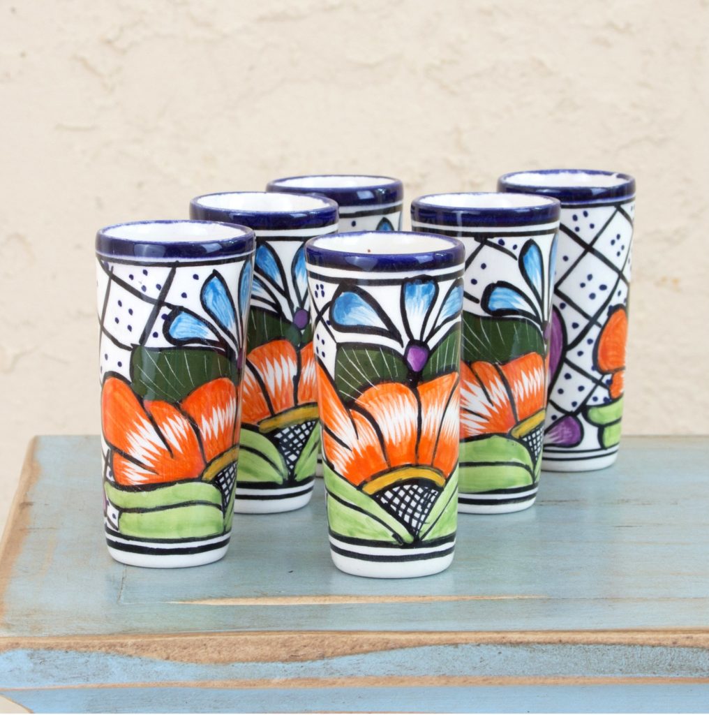 Set-of-4-Ceramic-Guanajuato-Flora-Talavera-Shot-Glasses-Mexico-216a629c-df63-4124-859e-59afa01d4965
