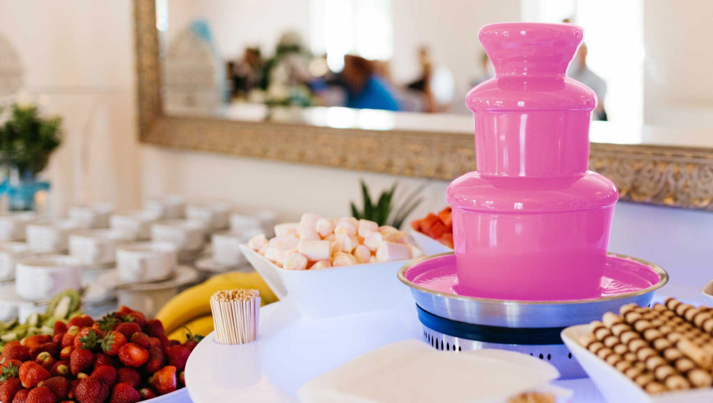 chocolate fountain with fruits